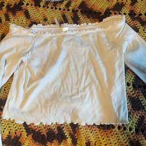 White long sleeve off the shoulder womens top